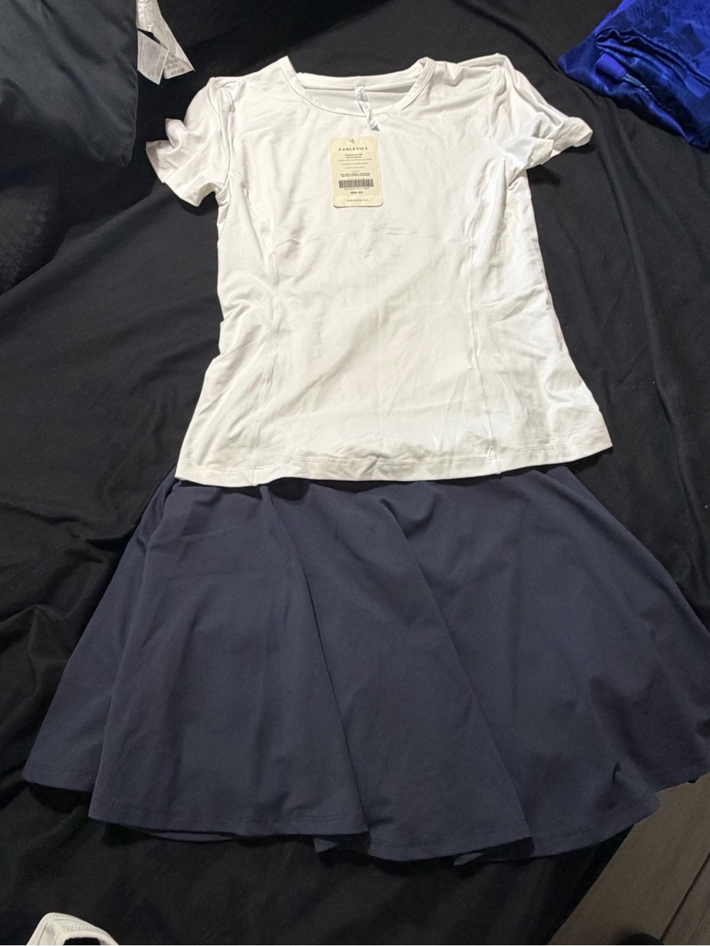 Fabletics White Short Sleeve Tee and skirt